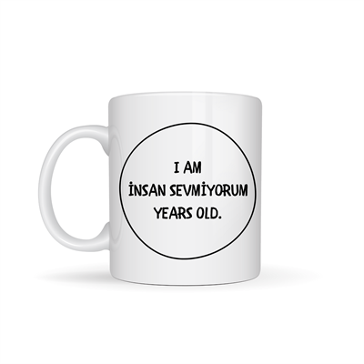 İnsan Sevmiyorum Yazılı Kupa Model 242 Minimal Tasarım Komik Mesajlı Seramik Kahve Kupası