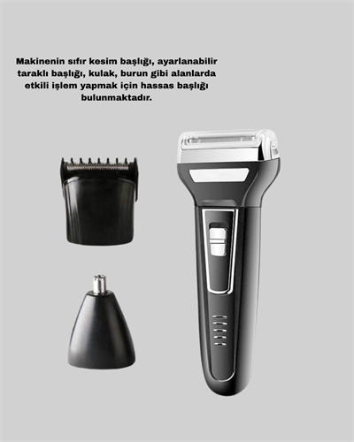 İnsua 3 Başlıklı Profesyonel Tıraş Makinesi – Sıfır Kesim, Hassas Başlık, Güçlü Motor