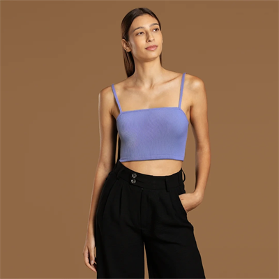 İp Askılı Fitilli Pamuk Örme Kısa Crop Atlet 40 cm