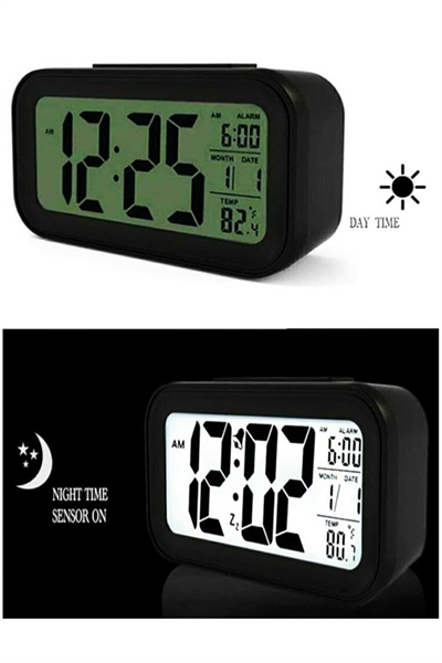 Işıklı Dereceli Masa Ofis Saati Alarmlı Termometre Takvim Çalar Saat