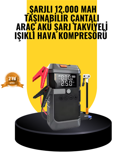 Işıklı Hava Kompresörlü Taşınabilir Akü Takviye Ünitesi