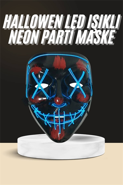 Işıklı Led Maske Parti Eğlence Maskesi Hallowen Neon Maske