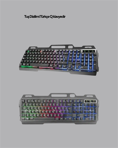 Işıklı Oyuncu Klavye Mouse ve Bluetooth Kulaklık Seti Türkçe Q USB