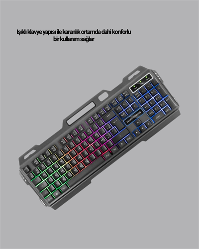 Işıklı Oyuncu Klavye Mouse ve Bluetooth Kulaklık Seti Türkçe Q USB