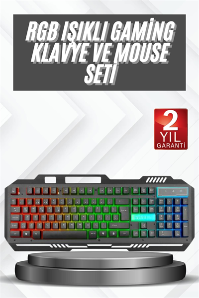 Işıklı Oyuncu Q Klavye Mouse Seti Siyah Gaming Oyuncu Klavye