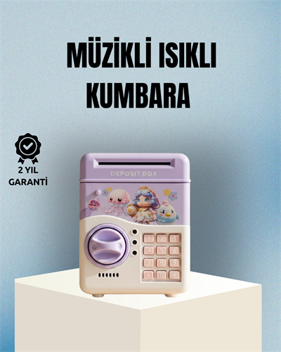 Işıklı Sesli Şifreli Otomatik Para Çeken Kumbara Mor