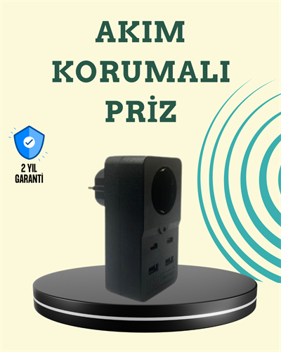 Isıya Dayanıklı PC Gövdeli Akım Korumalı Priz 4 USB