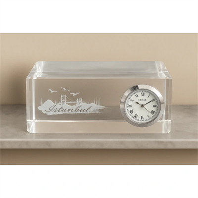 İstanbul Tasarımlı Kristal Saatli Biblo