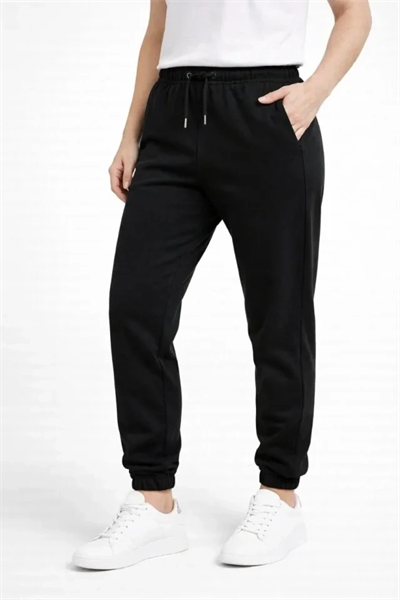 Jogger Eşofman Altı Rahat Kalıp, Cepli, Lastikli Paça, Günlük Spor Pantolon - Siyah