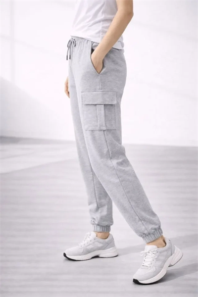 Jogger Eşofman Altı Rahat Kalıp, Kargo Cepli, Lastikli Paça, Günlük Spor Pantolon - Gri