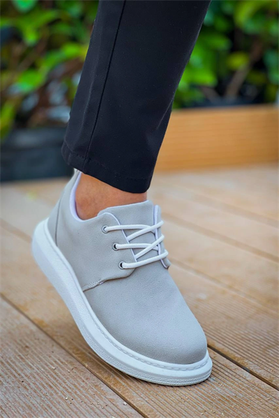 KB-003 Kuback Gri Süet Bağcıklı  Günlük Erkek Ayakkabı