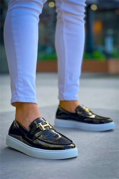 KB-027  Kuback Bağcıksız Siyah Rugan H Günlük Erkek Ayakkabı