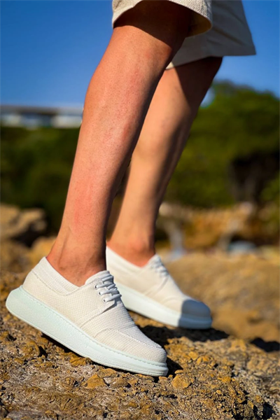 KB-042  Kuback Bağcıklı Beyaz Günlük Erkek Ayakkabı