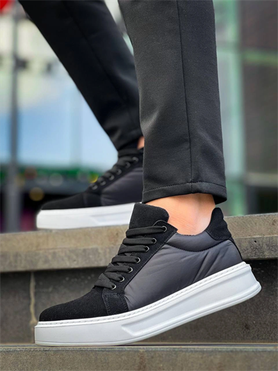 KB-046 Kuback Siyah Paraşüt Beyaz Yüksek Taban Günlük Spor Ayakkabı