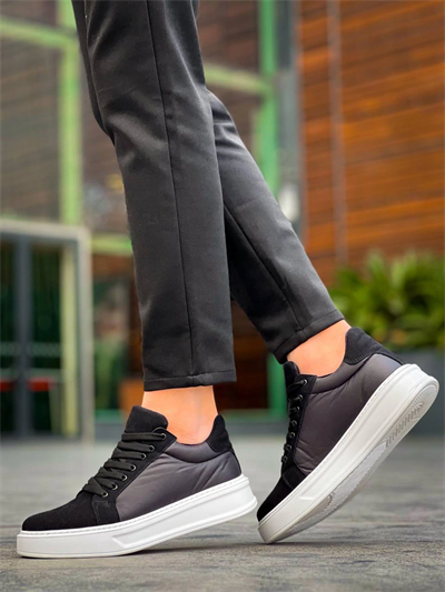 KB-046 Kuback Siyah Paraşüt Beyaz Yüksek Taban Günlük Spor Ayakkabı