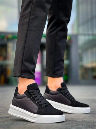 KB-046 Kuback Siyah Paraşüt Beyaz Yüksek Taban Günlük Spor Ayakkabı