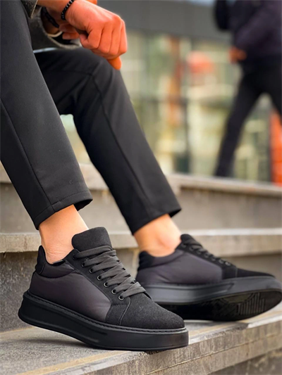 KB-046 Kuback Siyah Paraşüt Siyah Yüksek Taban Günlük Spor Ayakkabı