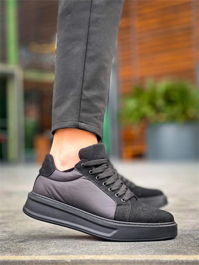 KB-046 Kuback Siyah Paraşüt Siyah Yüksek Taban Günlük Spor Ayakkabı