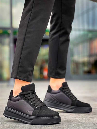 KB-046 Kuback Siyah Paraşüt Siyah Yüksek Taban Günlük Spor Ayakkabı