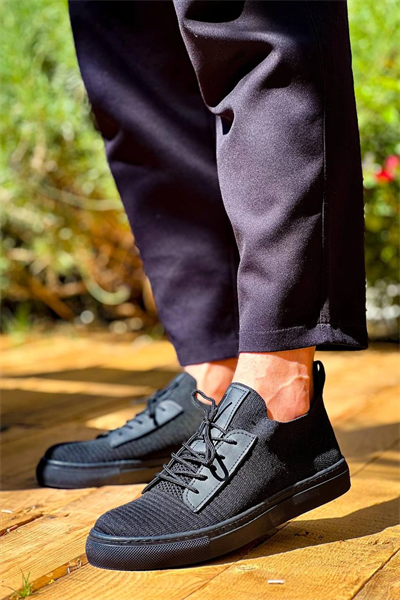 KB-110  Kuback Siyah Triko Siyah Yüksek Taban Bağcıklı Günlük Erkek Ayakkabı