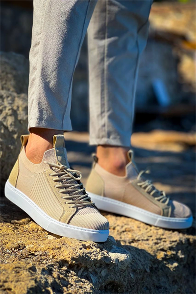 KB-112   Kuback Bej Triko Bağcıklı  Günlük Erkek  Ayakkabı