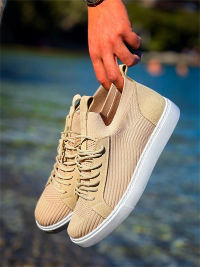 KB-112   Kuback Bej Triko Bağcıklı  Günlük Erkek  Ayakkabı