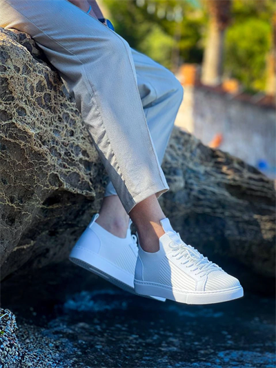 KB-112   Kuback Beyaz Triko Bağcıklı  Günlük Erkek  Ayakkabı