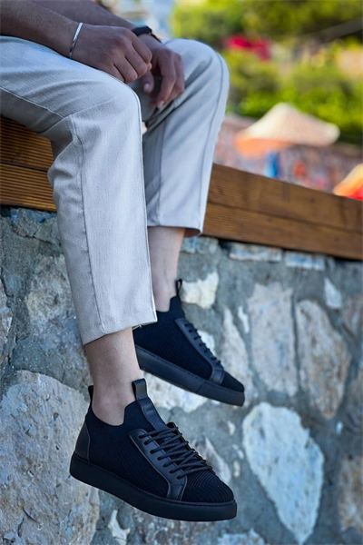 KB-112  Kuback Siyah Siyah TabanTriko Bağcıklı  Günlük Erkek  Ayakkabı