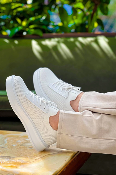 KB-116 Kuback Beyaz Bağcıklı Triko Günlük Erkek Ayakkabı