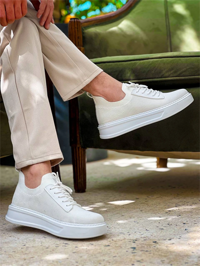 KB-116 Kuback Beyaz Bağcıklı Triko Günlük Erkek Ayakkabı