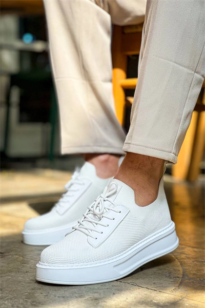 KB-116 Kuback Beyaz Bağcıklı Triko Günlük Erkek Ayakkabı