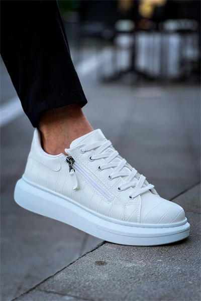 KB-309  Kuback Beyaz Fermuar Ve Bağcıklı  Günlük Erkek  Ayakkabı