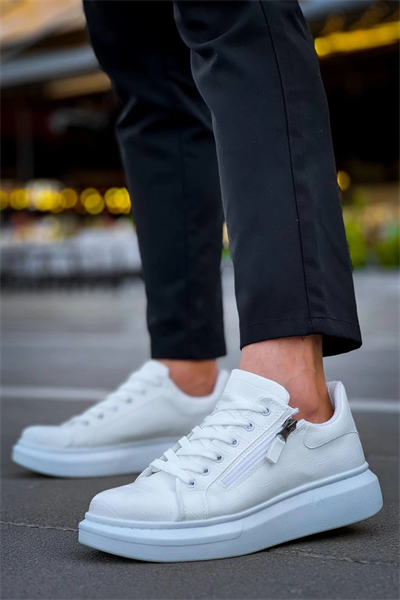 KB-309  Kuback Beyaz Fermuar Ve Bağcıklı  Günlük Erkek  Ayakkabı