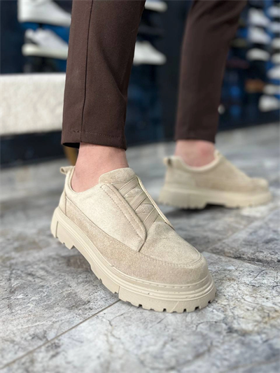 KB-703 Kuback Bej Süet Lastikli Günlük Erkek Ayakkabı
