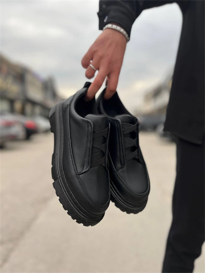 KB-703 Kuback Kömür Cilt Lastikli Günlük Erkek Ayakkabı