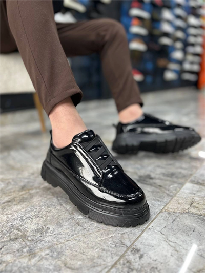 KB-703 Kuback Kömür Rugan Lastikli Günlük Erkek Ayakkabı