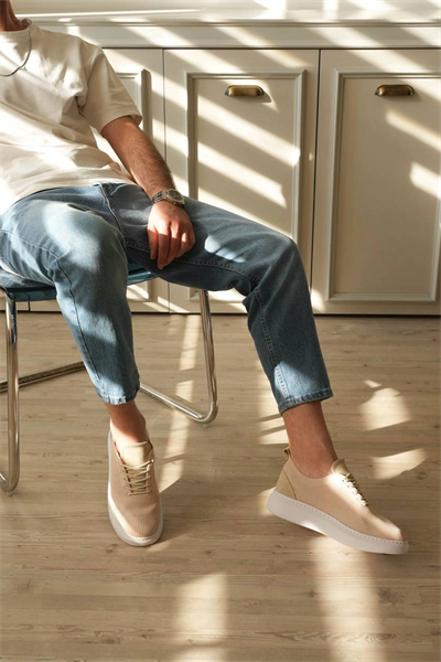 KB-M101 Kuback Bej Triko Bağcıklı Günlük Erkek Ayakkabı