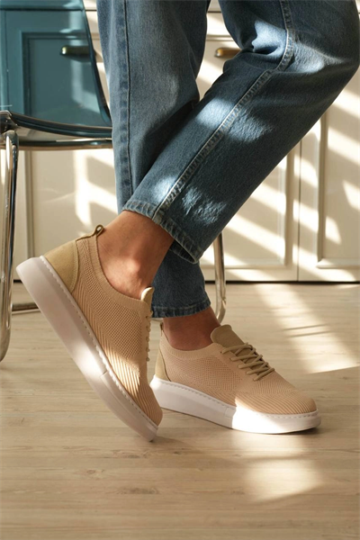 KB-M101 Kuback Bej Triko Bağcıklı Günlük Erkek Ayakkabı