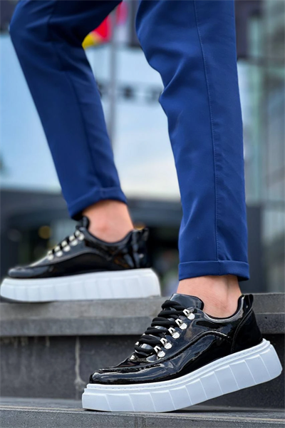 KB-X10 Kuback Siyah Rugan Beyaz Yüksek Taban Günlük Spor Ayakkabı