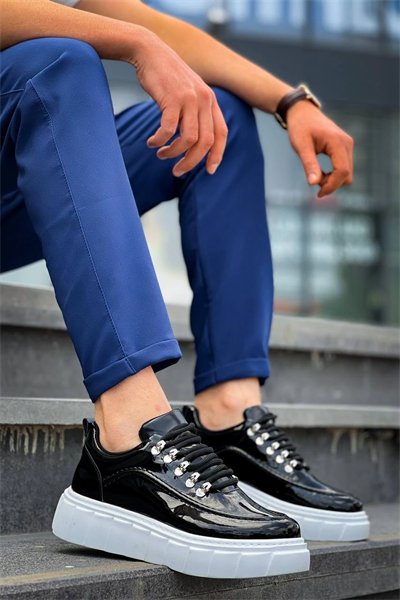 KB-X10 Kuback Siyah Rugan Beyaz Yüksek Taban Günlük Spor Ayakkabı