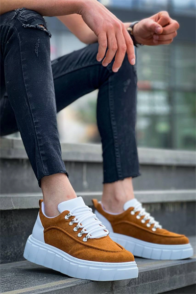 KB-X10 Kuback Taba Süet Beyaz Yüksek Taban Günlük Spor Ayakkabı