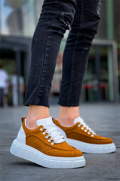 KB-X10 Kuback Taba Süet Beyaz Yüksek Taban Günlük Spor Ayakkabı