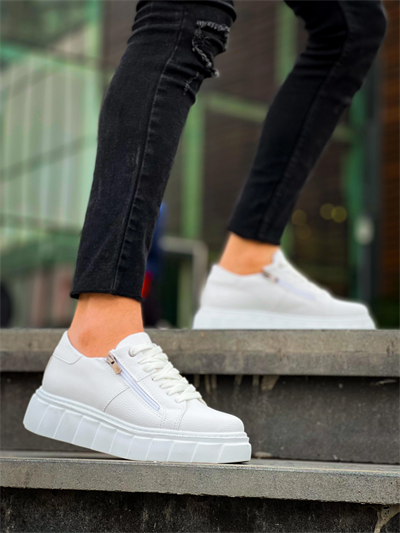 KB-X155 Kuback Beyaz Cilt Detaylı Beyaz Yüksek Taban Günlük Spor Ayakkabı