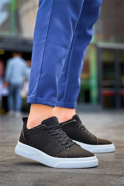 KB-X204 Kuback Siyah Keten Beyaz Yüksek Taban Günlük Erkek Spor Ayakkabı