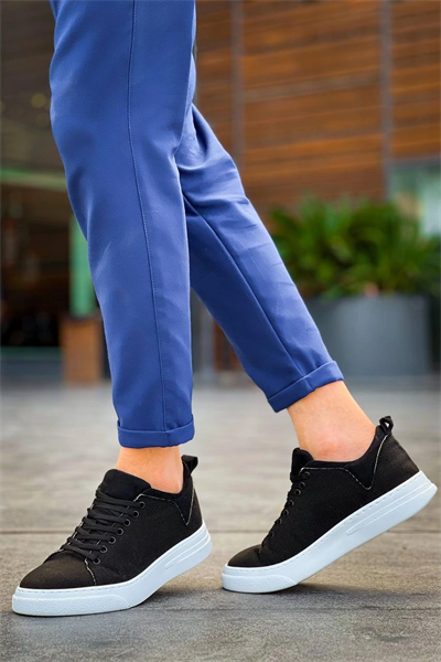 KB-X204 Kuback Siyah Keten Beyaz Yüksek Taban Günlük Erkek Spor Ayakkabı