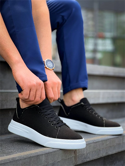 KB-X204 Kuback Siyah Keten Beyaz Yüksek Taban Günlük Erkek Spor Ayakkabı