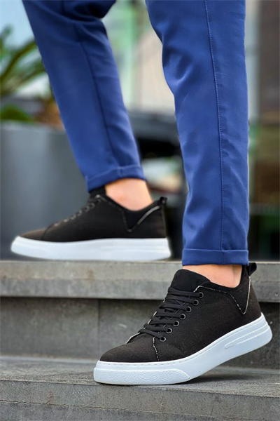 KB-X204 Kuback Siyah Keten Beyaz Yüksek Taban Günlük Erkek Spor Ayakkabı