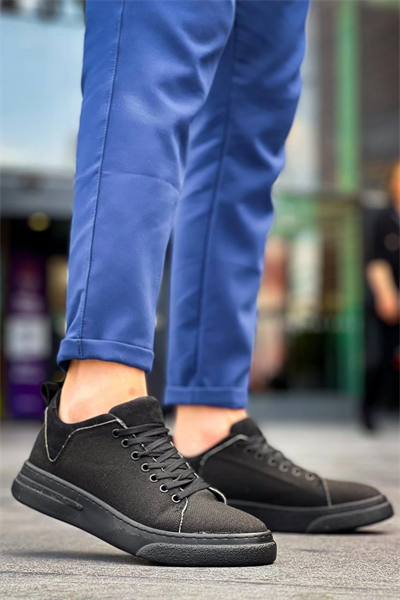 KB-X204 Kuback Siyah Keten Siyah Yüksek Taban Günlük Erkek Spor Ayakkabı