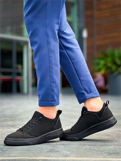 KB-X204 Kuback Siyah Keten Siyah Yüksek Taban Günlük Erkek Spor Ayakkabı