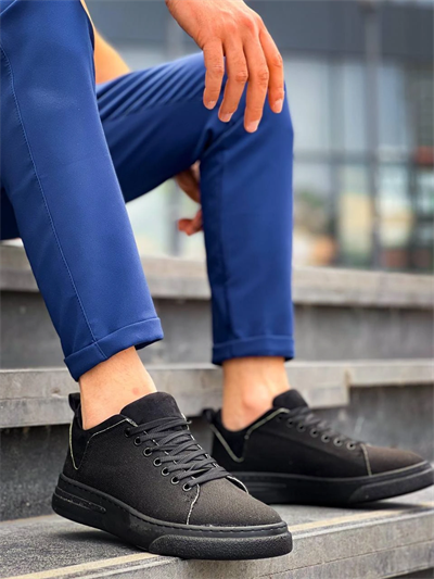 KB-X204 Kuback Siyah Keten Siyah Yüksek Taban Günlük Erkek Spor Ayakkabı